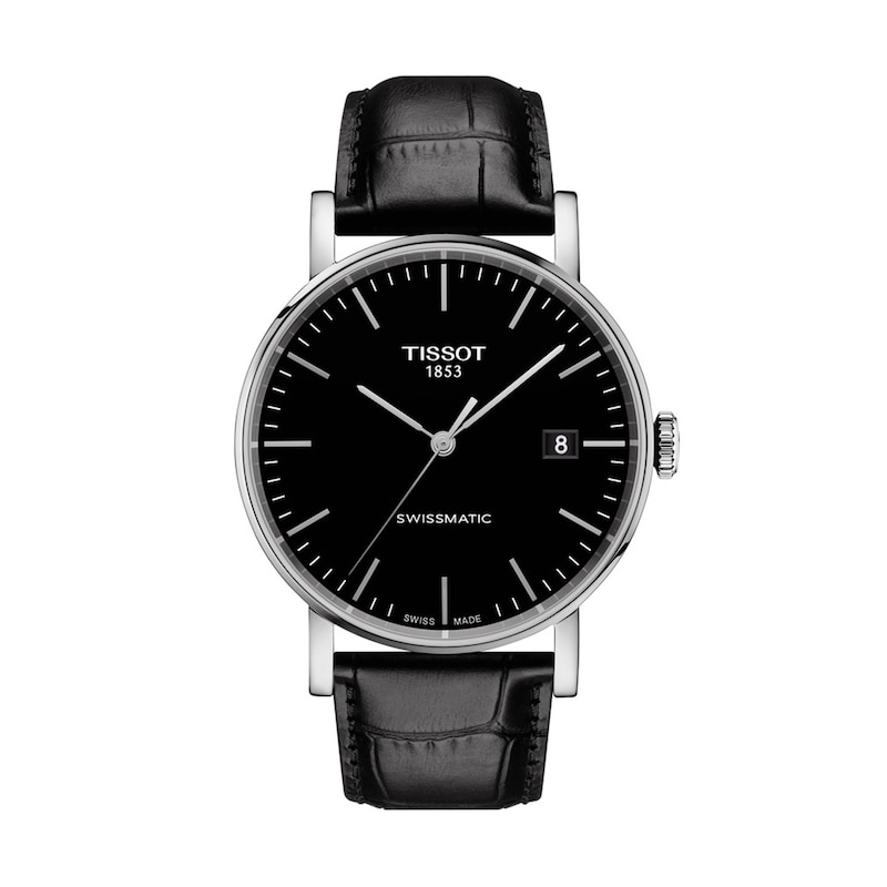 Men's Tissot Everytime Swissmatic Automatic Strap Watch with Black Dial (Model: T109.407.16.051.00)|Peoples Jewellers