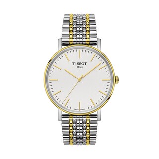 Men's Tissot Everytime Two-Tone PVD Watch with White Dial (Model: T109.410.22.031.00)