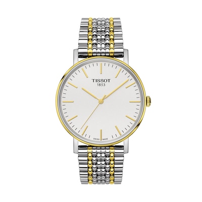 Men's Tissot Everytime Two-Tone PVD Watch with White Dial (Model: T109.410.22.031.00)