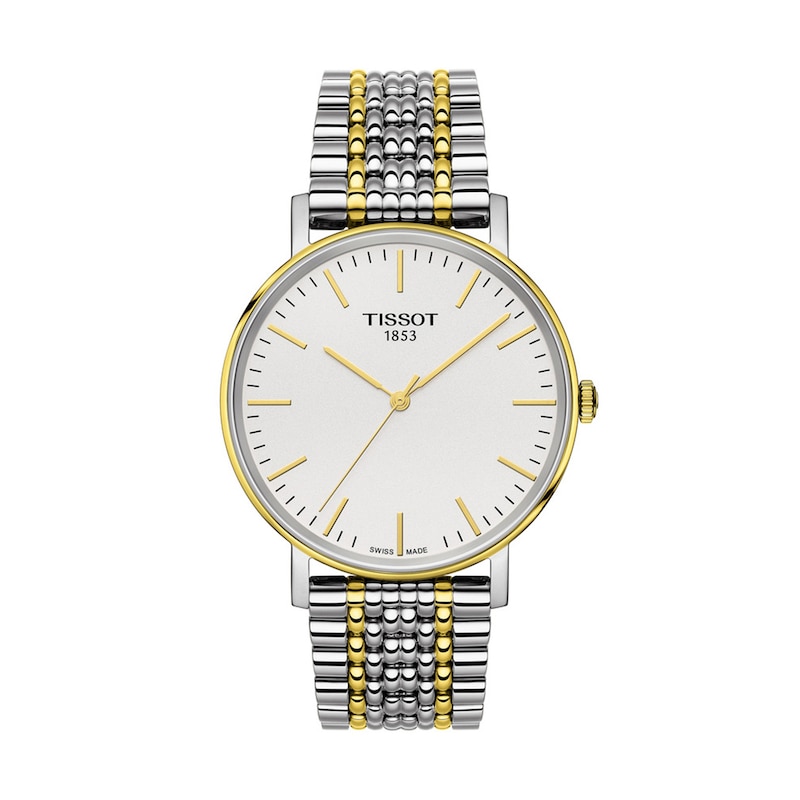 Men's Tissot Everytime Two-Tone PVD Watch with White Dial (Model: T109.410.22.031.00)