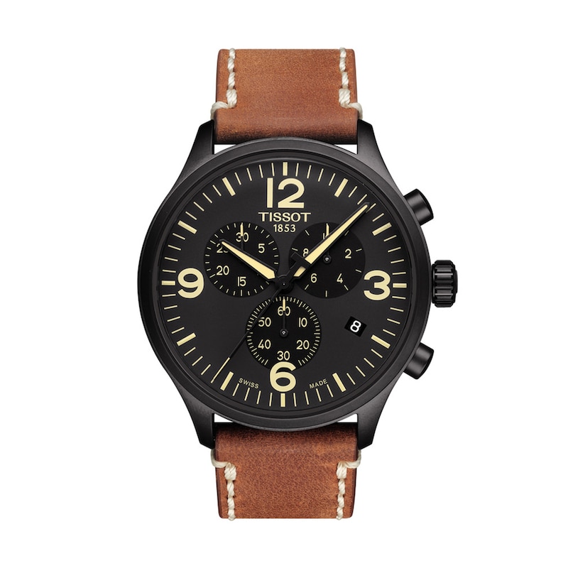 Main Image 1 of Men's Tissot XL Chronograph Black PVD Strap Watch with Black Dial (Model: T116.617.36.057.00)