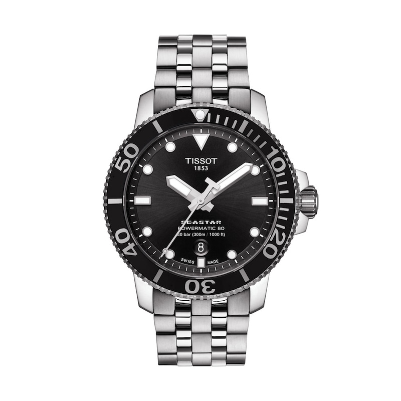 Men's Tissot Seastar 1000 Powermatic 80 Automatic Watch with Black Dial (Model: T120.407.11.051.00)