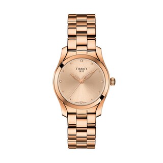 Ladies' Tissot T-Wave Diamond Accent Rose-Tone PVD Watch (Model: T112.210.33.456.00)