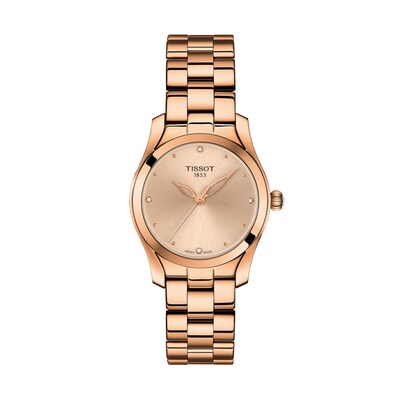 Ladies' Tissot T-Wave Diamond Accent Rose-Tone PVD Watch (Model: T112.210.33.456.00)