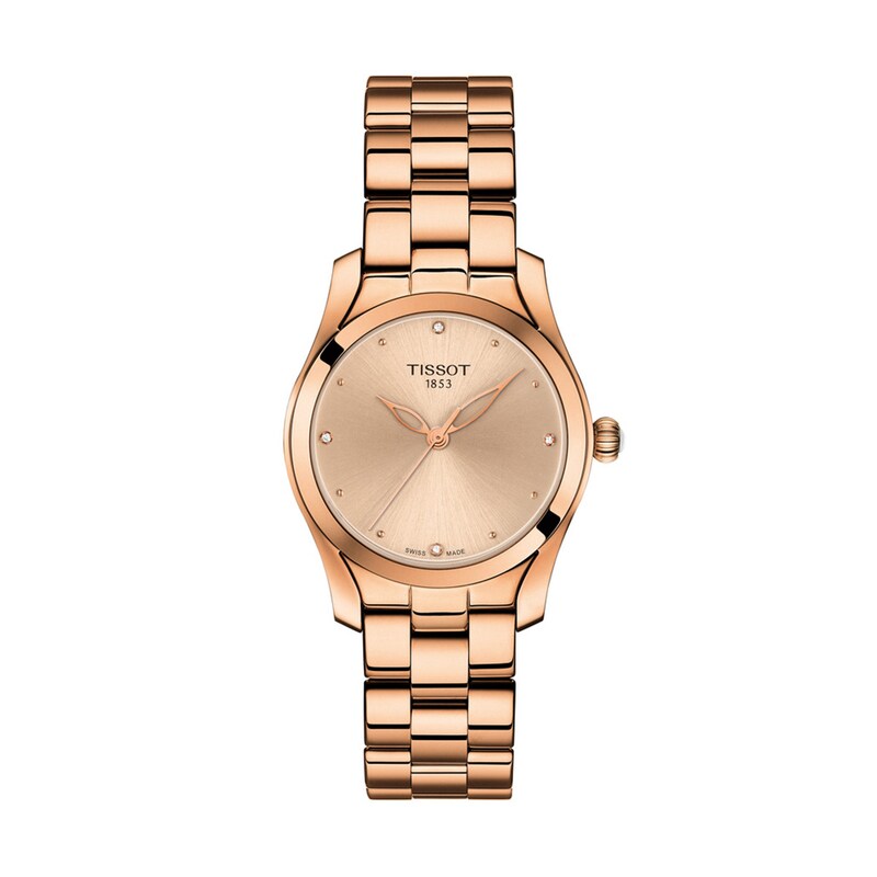 Main Image 1 of Ladies' Tissot T-Wave Diamond Accent Rose-Tone PVD Watch (Model: T112.210.33.456.00)