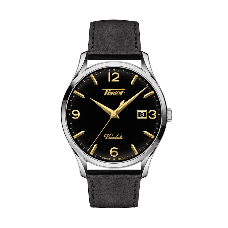 Main Image 1 of Men's Tissot Heritage Visodate Strap Watch with Black Dial (Model: T118.410.16.057.01)