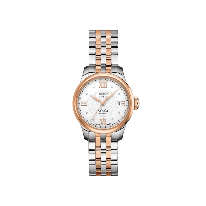 Ladies' Tissot Le Locle Powermatic 80 Automatic Diamond Accent Two-Tone Watch with Silver-Tone Dial (Model: T41218316)|Peoples Jewellers