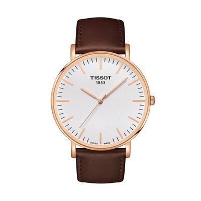 Men's Tissot Everytime Rose-Tone Strap Watch with White Dial (Model: T109.610.36.031.00)