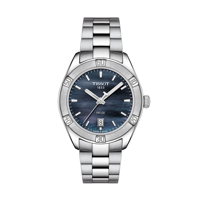 Ladies' Tissot PR 100 Sport Chic Watch with Black Mother-of-Pearl Dial (Model: T101.910.11.121.00)