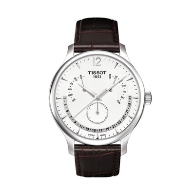 Men's Tissot Tradition Perpetual Calendar Strap Watch with White Dial (Model: T063.637.16.037.00)