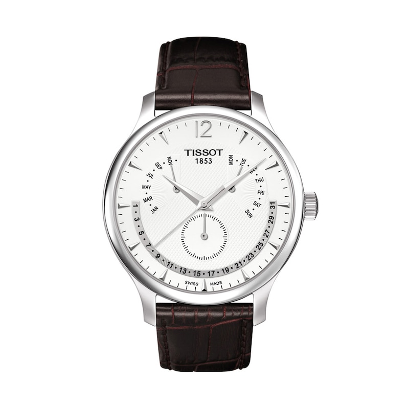 Men's Tissot Tradition Perpetual Calendar Strap Watch with White Dial (Model: T063.637.16.037.00)
