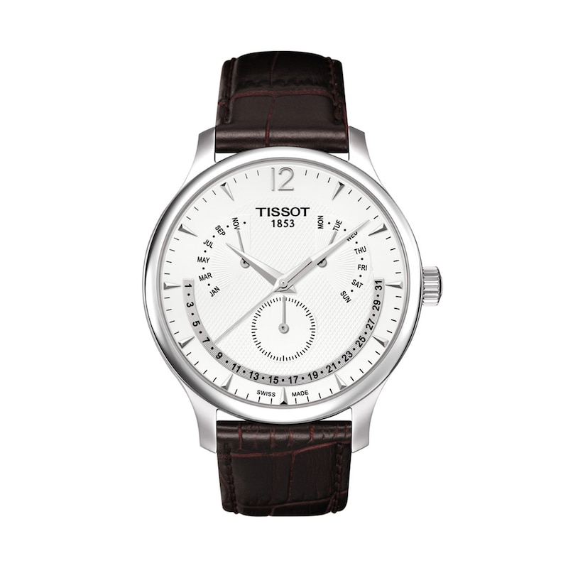 Main Image 1 of Men's Tissot Tradition Perpetual Calendar Strap Watch with White Dial (Model: T063.637.16.037.00)