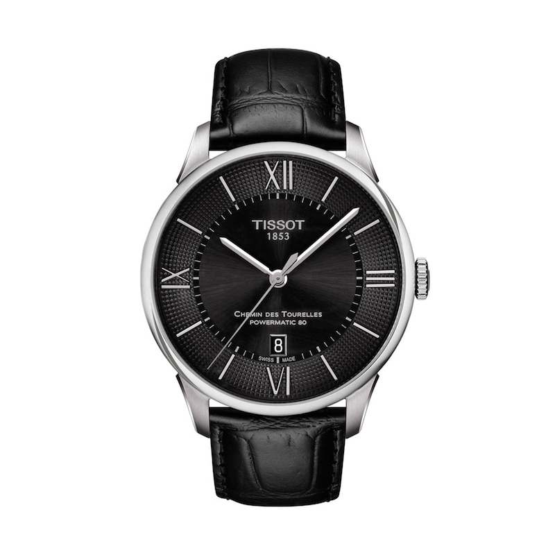 Main Image 1 of Men's Tissot Chemin des Tourelles Powermatic 80 Automatic Strap Watch with Black Dial (Model: T099.407.16.058.00)
