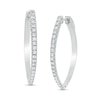 Thumbnail Image 0 of 1.50 CT. T.W. Diamond Hoop Earrings in 10K White Gold