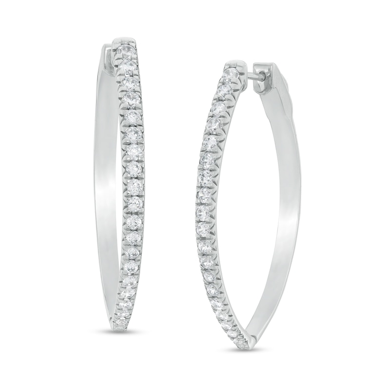 1.50 CT. T.W. Diamond Hoop Earrings in 10K White Gold