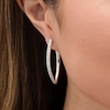 Thumbnail Image 1 of 1.50 CT. T.W. Diamond Hoop Earrings in 10K White Gold