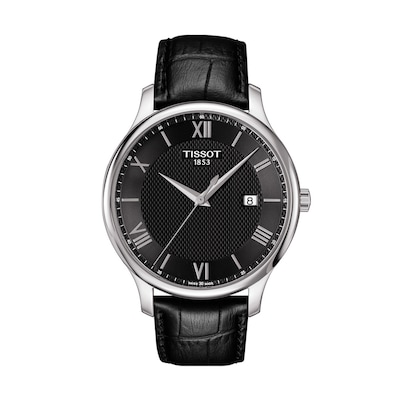 Men's Tissot Tradition Strap Watch with Black Dial (Model: T063.610.16.058.00)