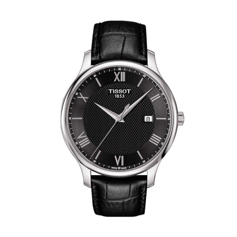 Main Image 1 of Men's Tissot Tradition Strap Watch with Black Dial (Model: T063.610.16.058.00)