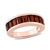 Thumbnail Image 1 of Baguette-Cut Garnet Band in Sterling Silver with Rose Rhodium