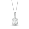 Thumbnail Image 1 of 0.95 CT. T.W. Certified Emerald-Cut Diamond Octagonal Frame Drop Pendant in 14K White Gold (I/I1)
