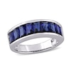 Thumbnail Image 1 of Baguette-Cut Lab-Created Blue Sapphire Band in Sterling Silver