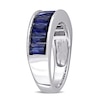 Thumbnail Image 3 of Baguette-Cut Lab-Created Blue Sapphire Band in Sterling Silver