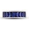 Thumbnail Image 4 of Baguette-Cut Lab-Created Blue Sapphire Band in Sterling Silver