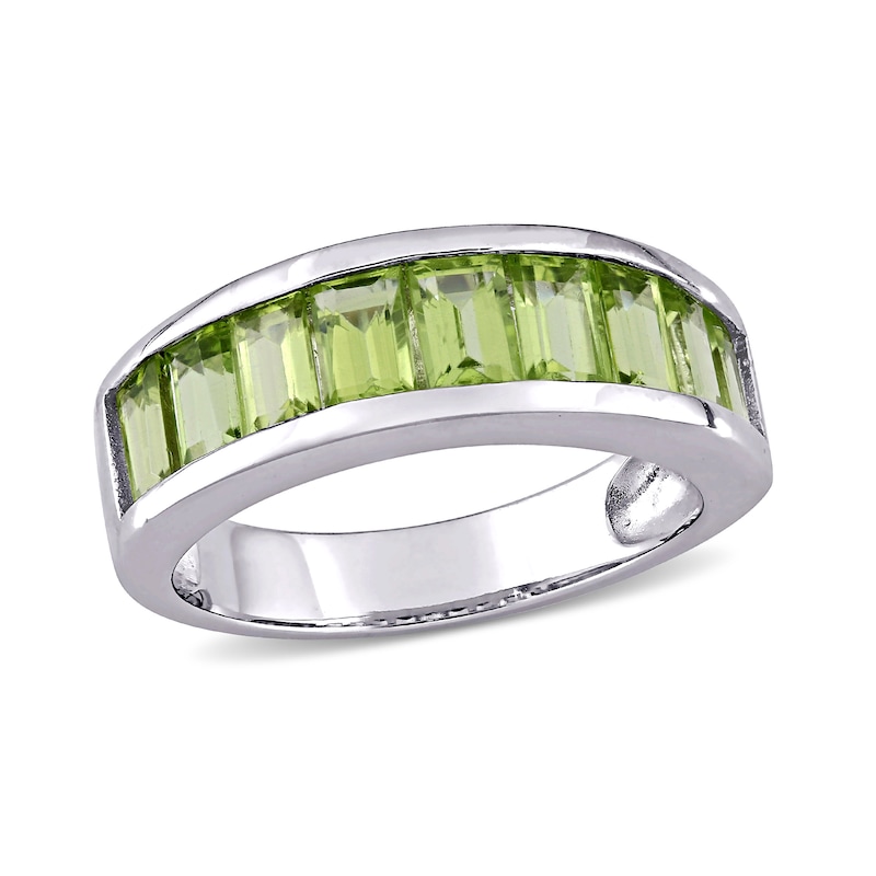 Main Image 1 of Baguette-Cut Peridot Band in Sterling Silver