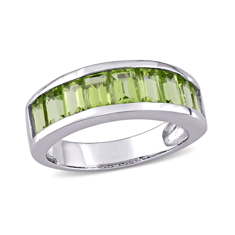 Baguette-Cut Peridot Band in Sterling Silver