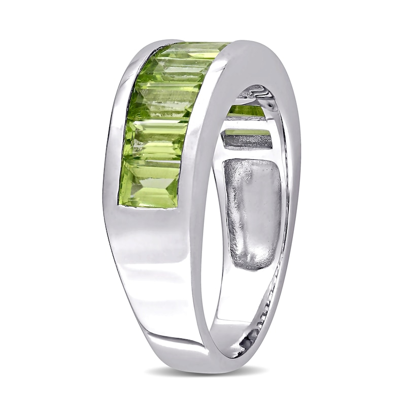 Main Image 3 of Baguette-Cut Peridot Band in Sterling Silver