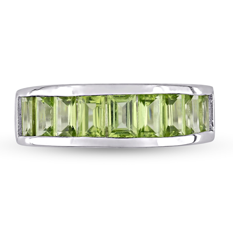 Main Image 4 of Baguette-Cut Peridot Band in Sterling Silver