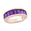 Thumbnail Image 1 of Baguette-Cut Amethyst Band in Sterling Silver with Rose Rhodium