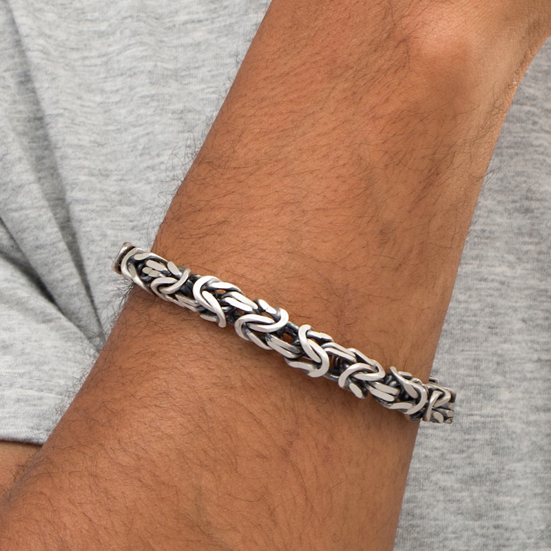 Vera Wang Men 7.0mm Oxidized Byzantine Chain Bracelet in Sterling Silver - 8.75" | Peoples Jewellers