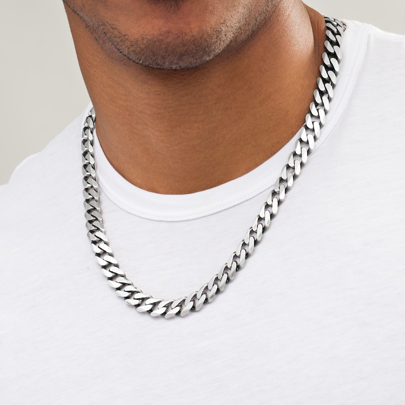 Vera Wang Men 11.0mm Oxidized Curb Chain Necklace in Sterling Silver - 22"