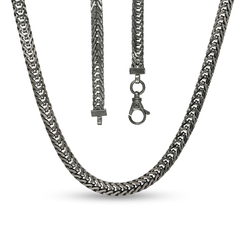 Main Image 1 of Vera Wang Men 6.0mm Foxtail Chain Necklace in Solid Sterling Silver  with Black Rhodium - 22"