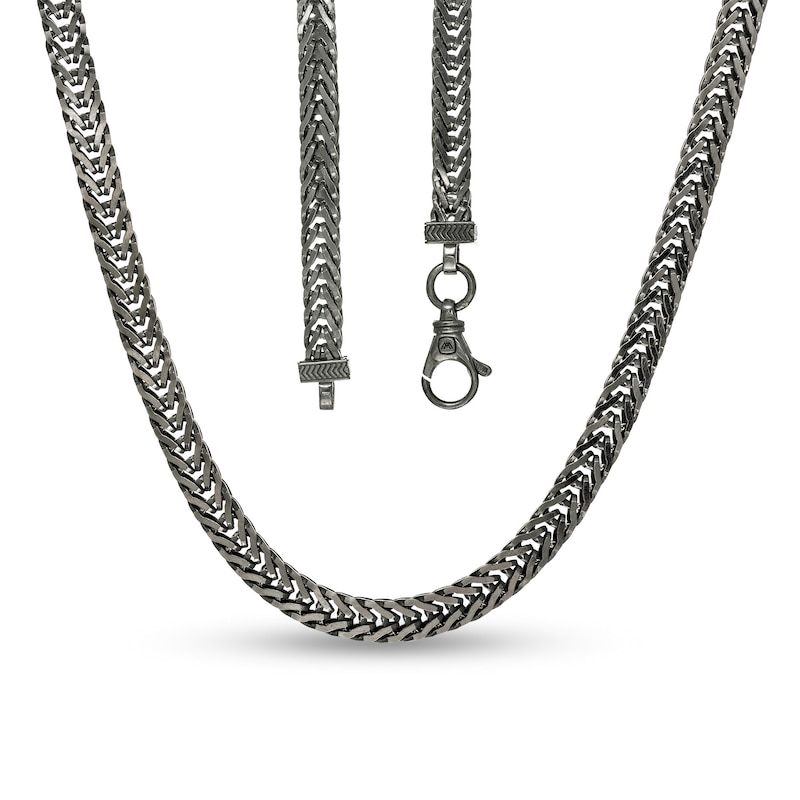 Vera Wang Men 6.0mm Foxtail Chain Necklace in Solid Sterling Silver  with Black Rhodium - 22"|Peoples Jewellers