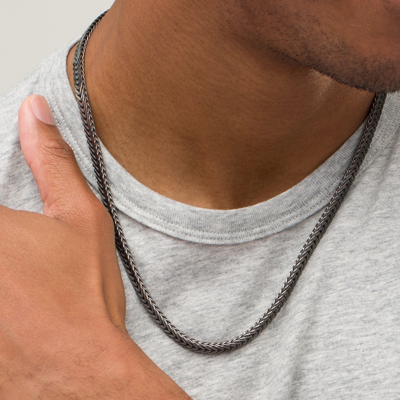 Main Image 2 of Vera Wang Men 6.0mm Foxtail Chain Necklace in Solid Sterling Silver  with Black Rhodium - 22"