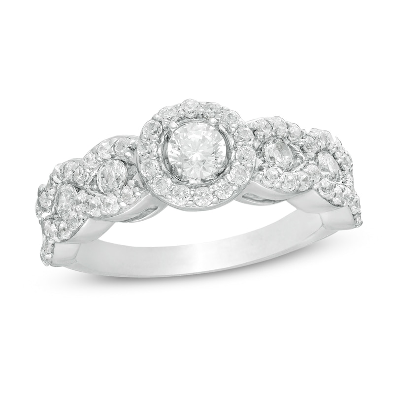 Main Image 1 of 0.95 CT. T.W. Diamond Scallop Frame Engagement Ring in 10K White Gold