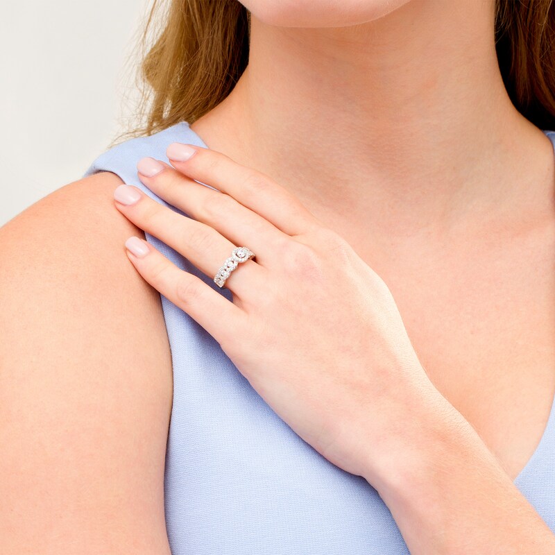 Main Image 2 of 0.95 CT. T.W. Diamond Scallop Frame Engagement Ring in 10K White Gold