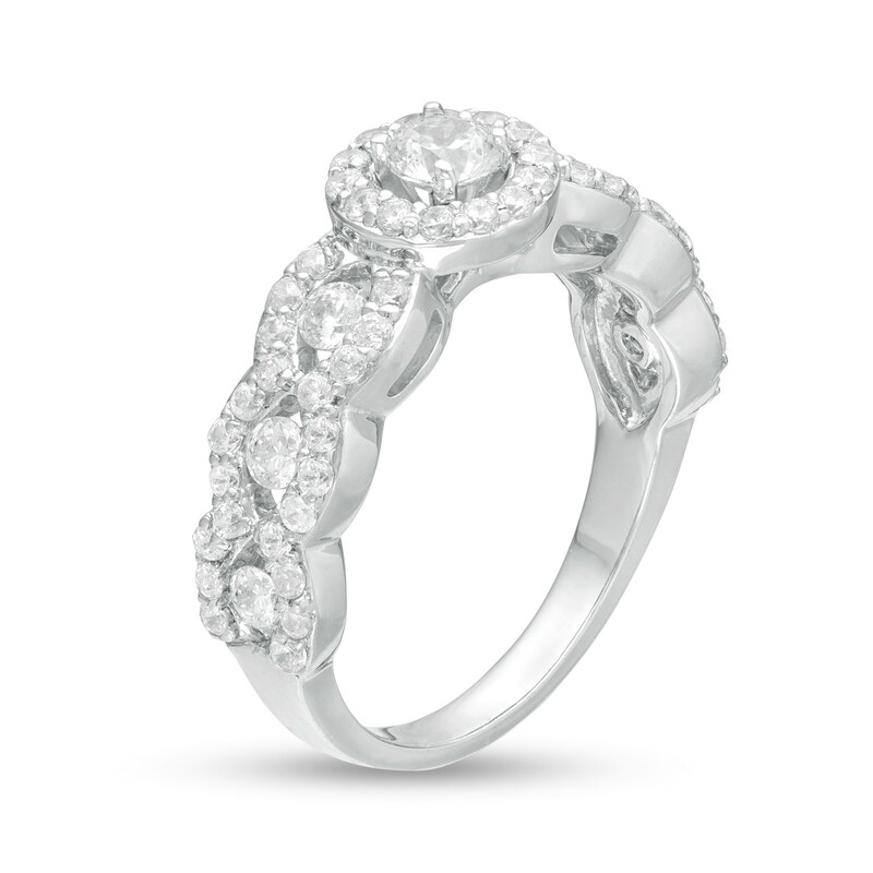 Main Image 3 of 0.95 CT. T.W. Diamond Scallop Frame Engagement Ring in 10K White Gold