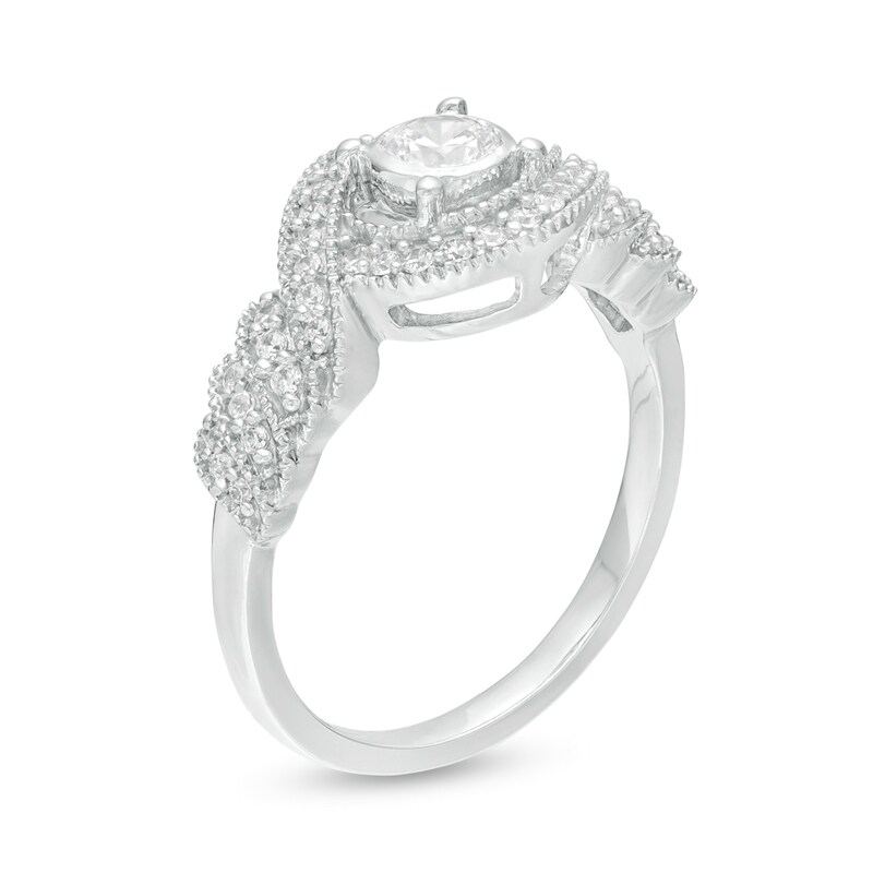 0.45 CT. T.W. Diamond Bypass Vintage-Style Engagement Ring in 10K White Gold