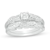 Thumbnail Image 0 of 0.23 CT. T.W. Diamond Leaf-Shank Bridal Set in 10K White Gold