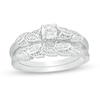 Thumbnail Image 1 of 0.23 CT. T.W. Diamond Leaf-Shank Bridal Set in 10K White Gold