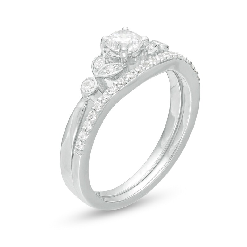 Main Image 3 of 0.45 CT. T.W. Diamond Leaf-Sides Bridal Set in 10K White Gold