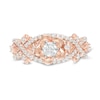 Thumbnail Image 4 of 0.58 CT. T.W. Diamond Flower Frame Twist Shank Engagement Ring in 10K Rose Gold