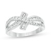 Thumbnail Image 1 of 0.37 CT. T.W. Baguette and Round Diamond Bypass Crossover Ring in 10K White Gold