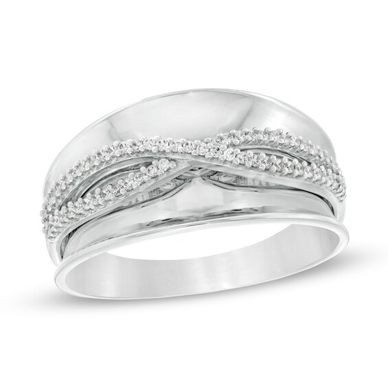 0.146 CT. T.W. Diamond Criss-Cross Concave Ring in 10K Gold
