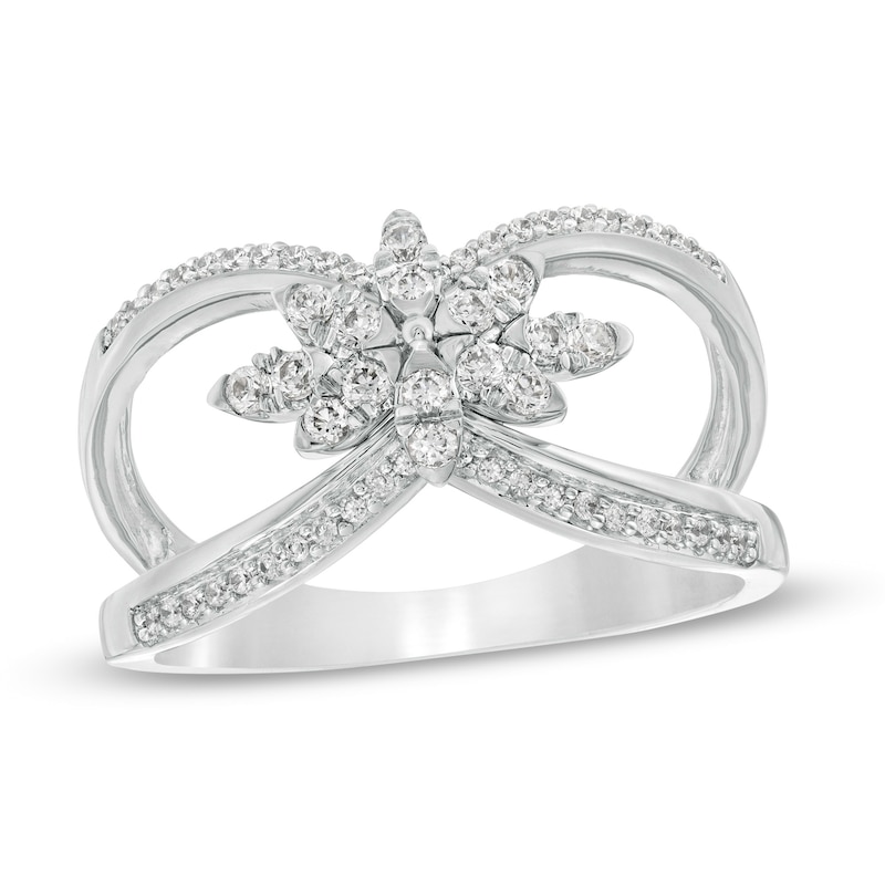 0.37 CT. T.W. Diamond Flower Open Shank Ring in 10K Gold|Peoples Jewellers