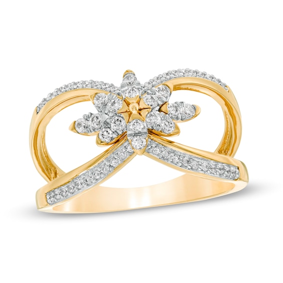 0.37 CT. T.w. Diamond Flower Open Shank Ring in 10K Gold