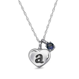 4.0mm Birthstone Charm and Engravable Heart Pendant by ArtCarved (1 Stone and Initial)